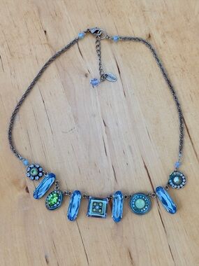 Firefly “La Dolce Vita” Necklace Blue Swarovski Crystals & Czech Glass Mosaic